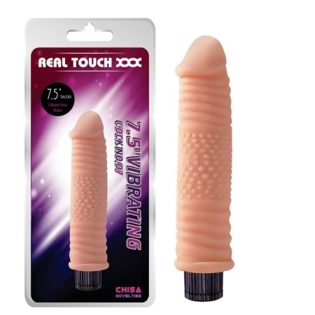 Real Touch vibrátor - 7,5 inch - bordázott, pontozott