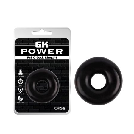 Chisa Gk Power Fat O Cock Ring #1 Szilikon péniszgyűrű - 3,5 cm (Fekete)