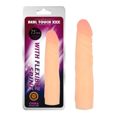 Real Touch XXX With Flexible Spine 7.5 inch - Vízálló élethű dildó 19 cm (Bőrszínű)